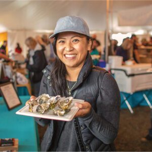 woman with oysters