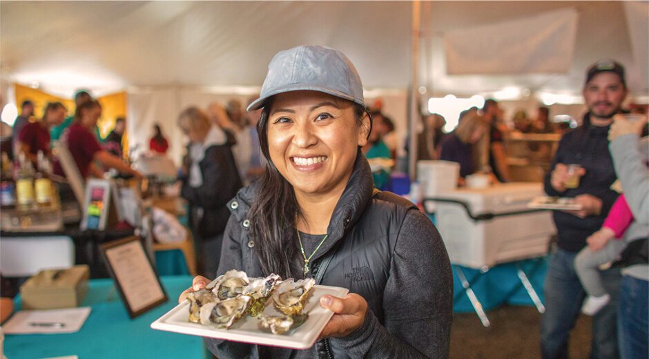 woman with oysters
