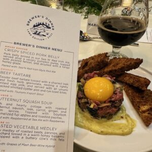Multi course dinner with beer pairings for foodie event on Oregon Coast